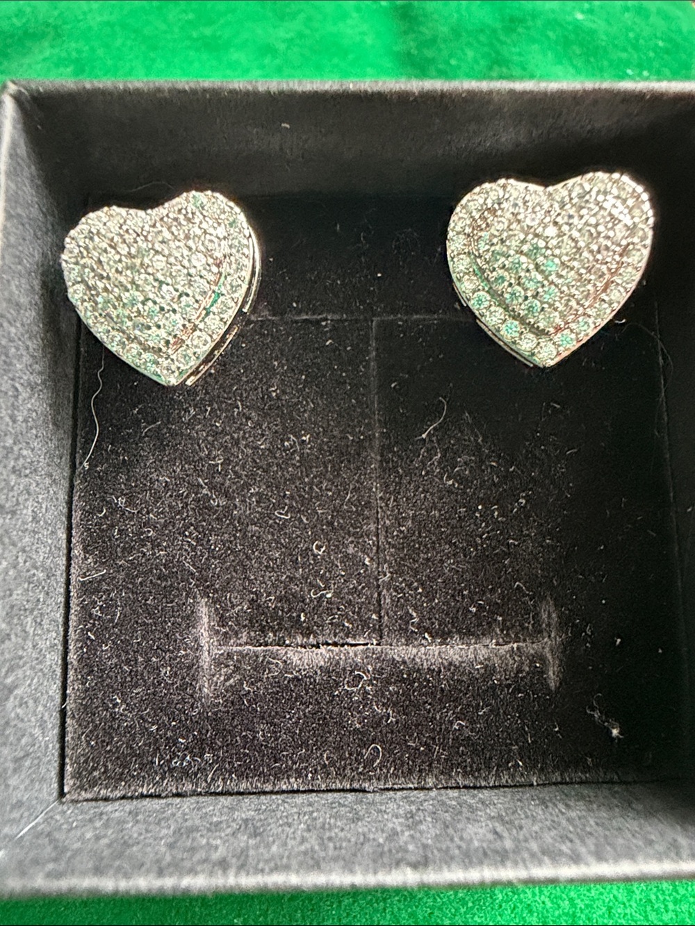 Moissanite Silver Heart Pavé Stud Earrings